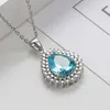 Naszyjniki wiszące 2022 Biżuteria mody Elegancka prosta łańcuch kołnierzyków Krótki prezent druhny kryształowy niebieski naszyjnik z cyrkonem dla kobiet