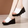 Hausschuhe Kleine Große Größe 32 33-43 Chunky High Heels Slides Damen Plateauschuhe Sommer 2021 Täglich Elegante Büro Strand Wedges Slipper