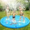 170 cm Outdoor Spielmatte Rasen Strand Meer Tier Aufblasbare Wasser Spray Kinder Sprinkler Spiel Pad Matte Wasser Spiel Strand matte Kissen Spielzeug 210724