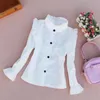 Spring Fall Children's Blouses Baby Bottom Mandarin Collar Shirts Katoen Wit Blouse voor meisjes Mode Teenage Kleding 210622