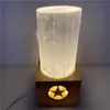 Obiekty dekoracyjne Figurki Naturalne Selenite Gips Cylindryczna Lampa Sparcrystal Nowoczesne Marokańskie Ozdoby Kryształowe Ozdoby Figurki Craft Hom