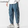 Chaifenko Hip Hop Cargo Spodnie Mężczyźni Moda Harajuku Harem Streetwear Casual Joggers SWUTPANT MULTI-Pocket Krawat Stopy 210715