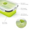 Boîte à lunch en silicone Set empilable Bento Food Prep Container Pliable Lunchbox Micro-ondes Dîner Conteneurs de stockage Leakproof Fresh 210818