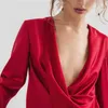 Solid Ruched Women's Blouse V Neck Flare Sleeve Split Patchwork Oregular Shirt Toppar Sommar Höst Mode Kläder 210531