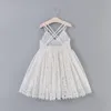 Girls Sling Backless Lace White Dresses For Kids 3-8 Year Birthday Party Clothing Children Flower Vest Holiday Beach Sundress Girl's