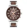 Nya m￤n tittar p￥ modevattent￤t handgjorda rent tr￤ fritidssportg￥vor kronograf tr￤ armbandsur266h