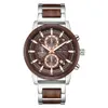 Nouveaux hommes montre mode étanche à la main pur bois loisirs sports cadeaux chronographe bois montre-bracelet266H