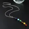 Stile semplice 7 Chakra Multicolor Perle di pietra naturale Collana con ciondolo a catena lunga per le donne Charm Collier Collares Yoga Gioielli YFA2961