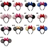 13 Colors Girl Cute Black Mouse Sequin Crown Ears Hairband Bow Kids Bling Glitter Hair Sticks Bands Holiday Accessories For Children M3701