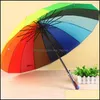 Gear Housekee Organization Home & Garden Fashion Colorf Rainbow Umbrella Rain Women Brand 24K Windproof Long Handle Umbrellas Strong Frame W