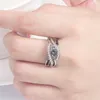 Bagues pour femmes bijoux en cristal coeur améthyste bague sept arc-en-ciel zircon plaqué or blanc argent grappe pour les styles de bande féminine