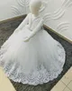 2021 dentelle perles robes de fille de fleur paillettes manches longues Tulle robe de bal Lilttle enfants anniversaire Pageant robes de mariée