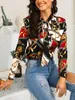 Luxe Bloemen Blouses Herfst Mode Tops Lange Mouwen Vrouwen Designer Tie Revers Hals Blouse Lente Herfst Ketting Bedrukte Shirts