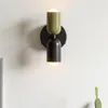 Noordse kleur gestikte muurlampen slaapkamer luxe macaron metalen eetkamer lamp woonde decoratieve sconces lichten armaturen