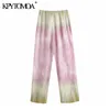 Pantaloni dritti con stampa tie-dye moda donna Chic Pantaloni donna con cerniera a vita alta Mujer 210420