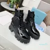 Hombres Mujeres Rois Boots Diseñadores Tobillo Martin Boot Cuero Nylon Extraíble Bolsa Botín Militar Inspirado Combate Zapatos Tamaño 35-45