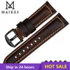 Maikes Uhrenzubehör Uhrenarmbänder 18 mm – 26 mm braunes Vintage-Uhrenarmband aus Ölwachs-Leder für Samsung Gear S3 Fossil Uhrenarmband H0915