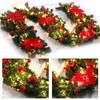 2.7m Christmas Decoration LED Rattan Garland Wreath Light Door Hanging Ornaments Artificial Xmas Tree Fireplace Decor 211104