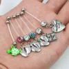 6pieces BABY ON BOARD & Turtle Assorted Style Pregnancy Belly Navel Piercing Ring Flexible Bio-Plastic Body Button Jewelry 14g