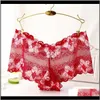 Calcinha underwear vestuário entrega de gota 2021 75-250 Jin Plus Sexy Lace Impresso Boxercolor Correspondente RosePattern Algodão Crotch Girlsunder