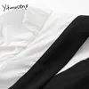 여성 의류 봄 검은 패션 스퀘어 칼라 높은 허리 A 라인 사무실 레이디 캐주얼 드레스 210601을위한 Yitimuceng 미디 드레스