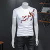 Yaz T Gömlek Erkekler Yüksek Kaliteli Nakış Kısa Kollu T Shirt Casual O-Boyun Tops Tees Streetwear Giyim Artı Boyutu M-5XL 210527