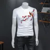 Summer T Shirt Mężczyźni Wysokiej Jakości Haft Krótki Rękaw T Koszulki Casual O-Neck Tops Tees Streetwear Ubrania Plus Rozmiar M-5XL 210527