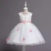 criança vestido de bola flor bordado menina vestidos de aniversário festa formal frisado vestido sem mangas