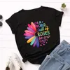 Women's T-Shirt Women Short Sleeve Cotton T-Shirts Floral Flowers Graphic Tees Summer Tops In A World Full Of Roses Be Daisy Sunflower Flowe