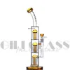 Drievoudige boom perc bong dab rig glazen bongen bong rigs waterleiding 15.5 "Tall filter roken pijpen met kom quartz banger Awesome Heady Bongs