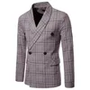 Herenpakken Blazers Mode Plaid Back Slit Double Breasted Casual Suit Jacket Slim-Fit Simple Kleding