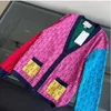Роскошная одежда Женский свитер для дизайнерских свитеров повседневная вязать контрастность цвета с длинными рукавами осень мода классические дамы воротник хлопок пальто