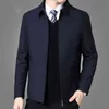 Mens Jackor och kappor Slå ner Collar Winter Jacket Zipper Side Pocket's Clothes Fashion Long Sleeve Coat 211217