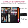 Avtagbara avtagbara läder plånboksfodral för iPhone 13 Pro max 12 mini X XS XR 8 7 6 Plus multifunktion 9 Kortplats Kredit ID Flip Cover