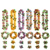 하와이 인공 꽃 Leis Garland 목걸이 꽃 DIY 멋진 드레스 액세서리 헤드 밴드 목걸이 팔찌 4pcs / 세트 하와이 비치 파티 장식