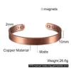 Matte Copper Bracelet Men Magnetic Arthritis Adjustable 8pcs Magnets 10mm Men Cuff Bracelet Magnetic Energy Bracelet for Men Q0717262R