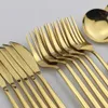 24pcs guld dinnerware set rostfritt stål porslinduk kniv gaffel sked bestick diskmaskin säker silverware bestick 211228