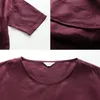 Women's Blouses & Shirts Hisenky 2022 Summer Blouse Purple Linen Tops For Women O-Neck High Low Cool Ladies Pullover Short Sleeve Loose