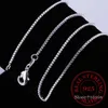 40cm-60cm Thin Real 925 Sterling Silver Slim Box Chain Necklace Women Girls Children 16-24inch Jewelry Kolye Collares Collier