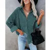 Blouses Femmes Chemises Casual Côtel Ventant Solid Chemise Femmes Autumn Fashion Bouton À manches longues pour femme 2021 Noir Slim Bureau Tops Femme