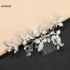 Hair Clips & Barrettes Women Side Combs Leaves Shaped Glass Bridal Glittery Alloy Accessories For Bride Wedding SL