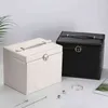 COSTWAY Portable Jewelry Box Organizer Ring Stud Earrings Storage With Mirror Faux Leather W0227 211102