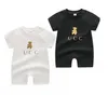 Zomer Baby Jongens Meisjes Korte Mouw Rompertjes Letters Gedrukt Baby Katoen Cartoon Beer Jumpsuit Leuke Peuter Onesies Kinderen Romper