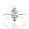 Shipei 925 Sterling Silver Marquise Cut Created Moissanite Diamantes Gemstone Noivado de Casamento Jóias Fine Anéis Atacado