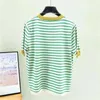 Shintimes Striped Tee Shirt Femme Tops Summer T Women Thin Ice Dile Silk Thirtts tshirts Short Sleeve Camisetas Mujer 220307