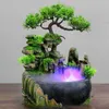 장식 꽃 화환 1pcs rockery 물 분수대 데스크탑 중국어 fengshui 램프 폭포 실내 장식