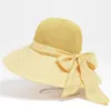 Szerokie brzegowe czapki Summer Multi Colour Bow Sun Women UV Protection Hat Caps Beach Caps for Female Outdoor Visor Travel Bonnet223b