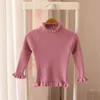 Baby Sweater Ruffle Turtleneck Girls s Knitted Toddler For Girl Woolen Cotton Kids s Pullover 211201