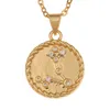 Doze colar de signo zod￭aco Chain Gold Chain Libra Crystal Moeda Pingentents Charm Star Sign Garanstology Colares para mulheres j￳ias de moda