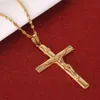 Stor storlek Cross Necklace Inri Crucifix Jesus Piece Pendant Men Guldkedja Katolska Smycken Julklappar